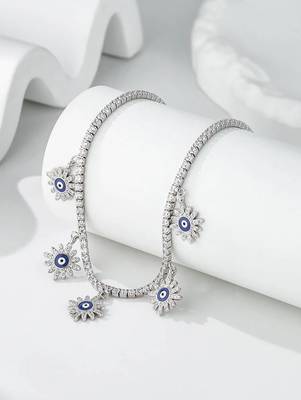 Pure 925 silver tennis flower chain for women 3