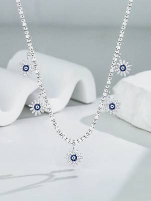 Pure 925 silver tennis flower chain for women 4