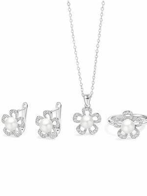 Pure 925 silver flower set for women 5
