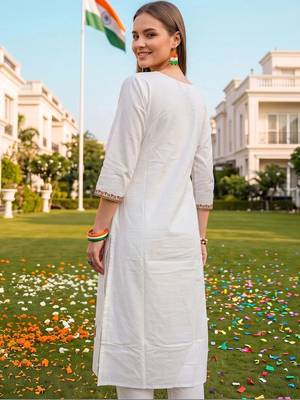 women ethnic motifs embroidered regular thread work cotton kurta with trousers & with dupatta 6