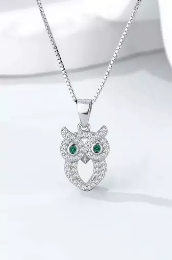 Pure 925 silver owl pendant set for women