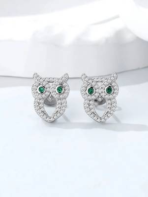Pure 925 silver owl pendant set for women 3