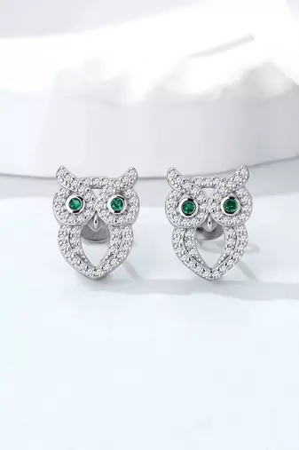 Pure 925 silver owl pendant set for women