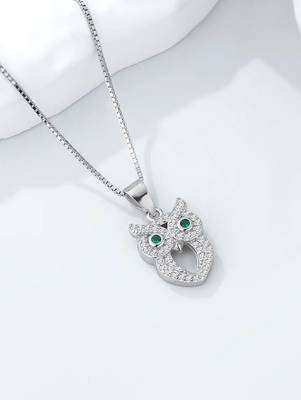 Pure 925 silver owl pendant set for women 4