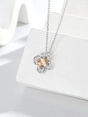 Pure 925 silver gold flower pendant set for women 2