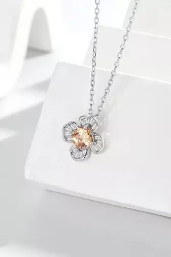 Pure 925 silver gold flower pendant set for women