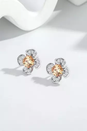 Pure 925 silver gold flower pendant set for women