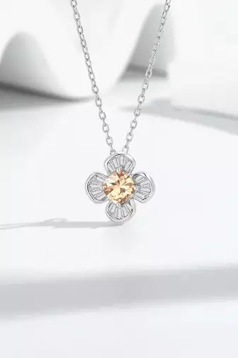 Pure 925 silver gold flower pendant set for women