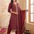 women ethnic motifs embroidered regular kurta with trousers & with dupatta