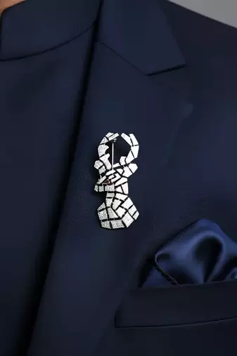 Pure 925 silver geometric luxe brooch