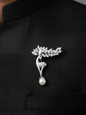 Pure 925 silver graceful fawn brooch 2