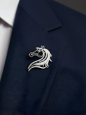 Pure 925 silver imperial horse crest brooch 2