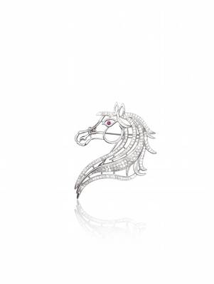 Pure 925 silver imperial horse crest brooch 3