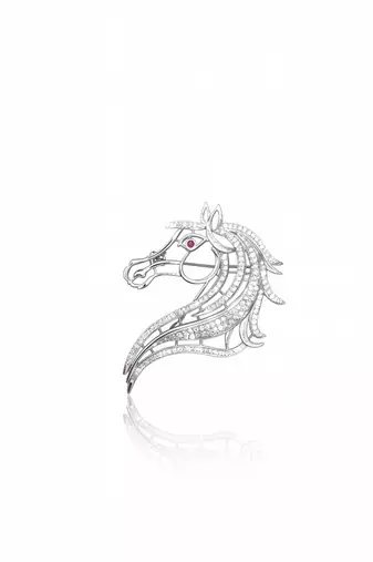 Pure 925 silver imperial horse crest brooch