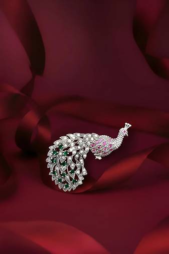 Pure 925 silver majestic peacock brooch