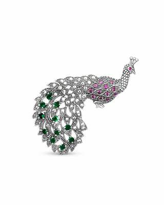Pure 925 silver majestic peacock brooch 3