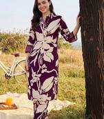 women floral printed regular sequinned kurta with trousers