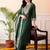 women ethnic motifs embroidered regular thread work liva kurta with trousers & with dupatta
