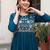 women ethnic motifs embroidered empire thread work cotton kurta with trousers & with dupatta