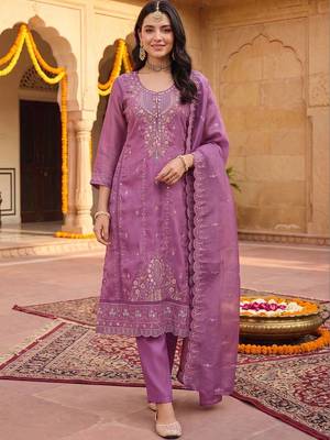 women ethnic motifs embroidered regular thread work kurta with trousers & with dupatta 6