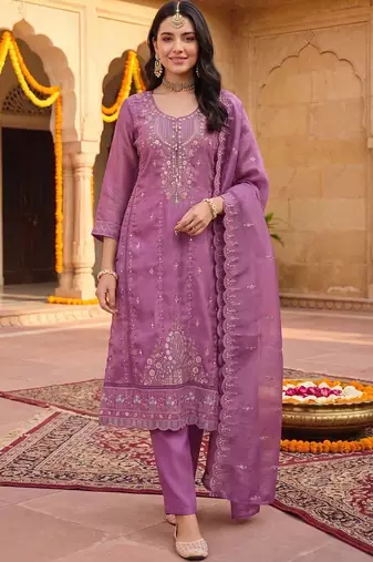 women ethnic motifs embroidered regular thread work kurta with trousers & with dupatta