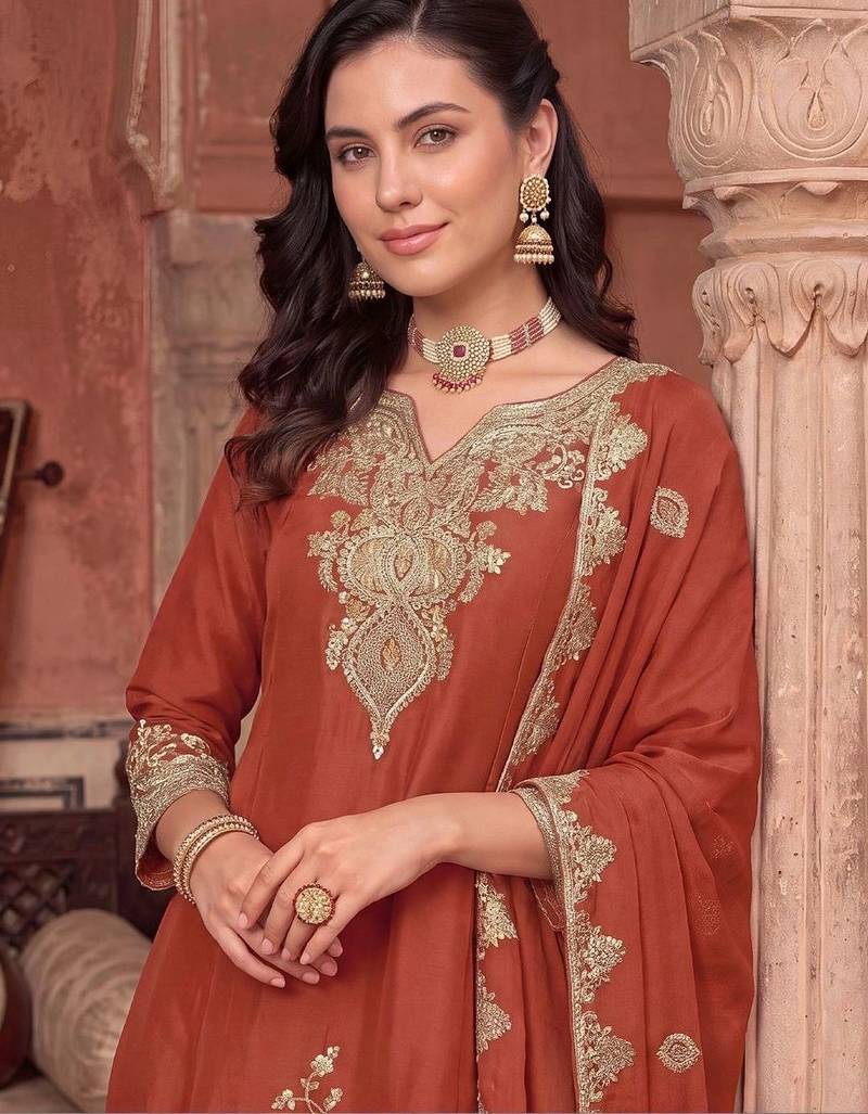 women ethnic motifs embroidered regular kurta with sharara & with dupatta