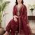women ethnic motifs embroidered regular thread work kurta with trousers & with dupatta
