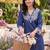 women ethnic motifs embroidered regular thread work linen kurta with trousers