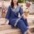women ethnic motifs embroidered regular thread work linen kurta with trousers