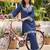 women ethnic motifs embroidered regular thread work linen kurta with trousers