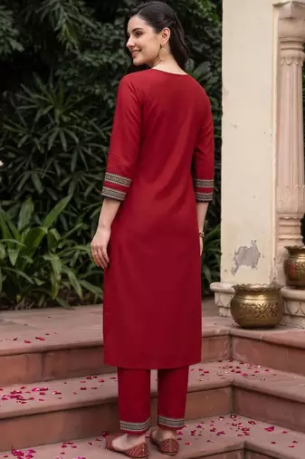 women printed regular gotta patti cotton kurta with trousers & with dupatta