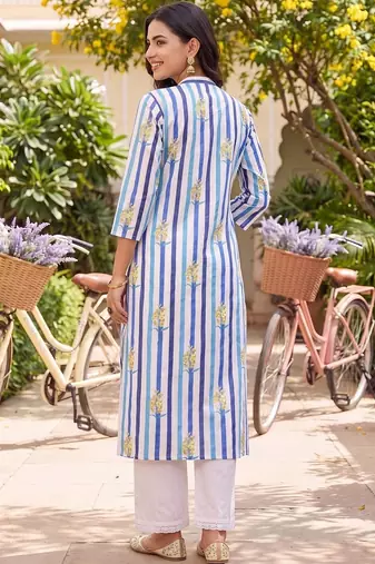 women printed regular cotton kurta with palazzos