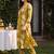 women floral printed pleated cotton kurta with trousers
