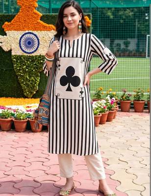 women striped regular cotton kurta with trousers 6