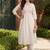 women floral embroidered regular thread work cotton kurta with trousers