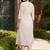 women floral embroidered regular thread work cotton kurta with trousers