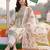 women ethnic motifs printed regular thread work cotton kurta with trousers & with dupatta