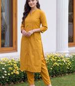 women regular thread work kurta with trousers