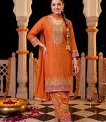 women ethnic motifs embroidered regular kurta with patiala & with dupatta