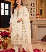 women ethnic motifs embroidered regular kurta with trousers & with dupatta