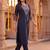 women ethnic motifs embroidered regular thread work kurta with trousers