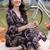 women printed regular cotton kurta with trousers