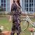 women printed regular cotton kurta with trousers