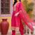 women ethnic motifs embroidered regular thread work kurta with trousers & with dupatta