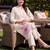 women floral embroidered regular thread work kurta with trousers