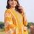 women ethnic motifs printed regular thread work cotton kurta with trousers & with dupatta