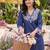 women ethnic motifs embroidered regular thread work linen kurta with palazzos