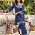 women ethnic motifs embroidered regular thread work linen kurta with palazzos