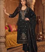 women ethnic motifs embroidered regular kurta with trousers & with dupatta