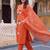 women floral embroidered regular thread work cotton kurta with trousers & with dupatta